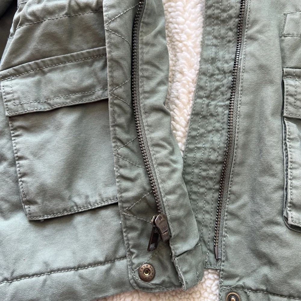 Kids Olive Green Hooded Parka Jacket - Gap Kids